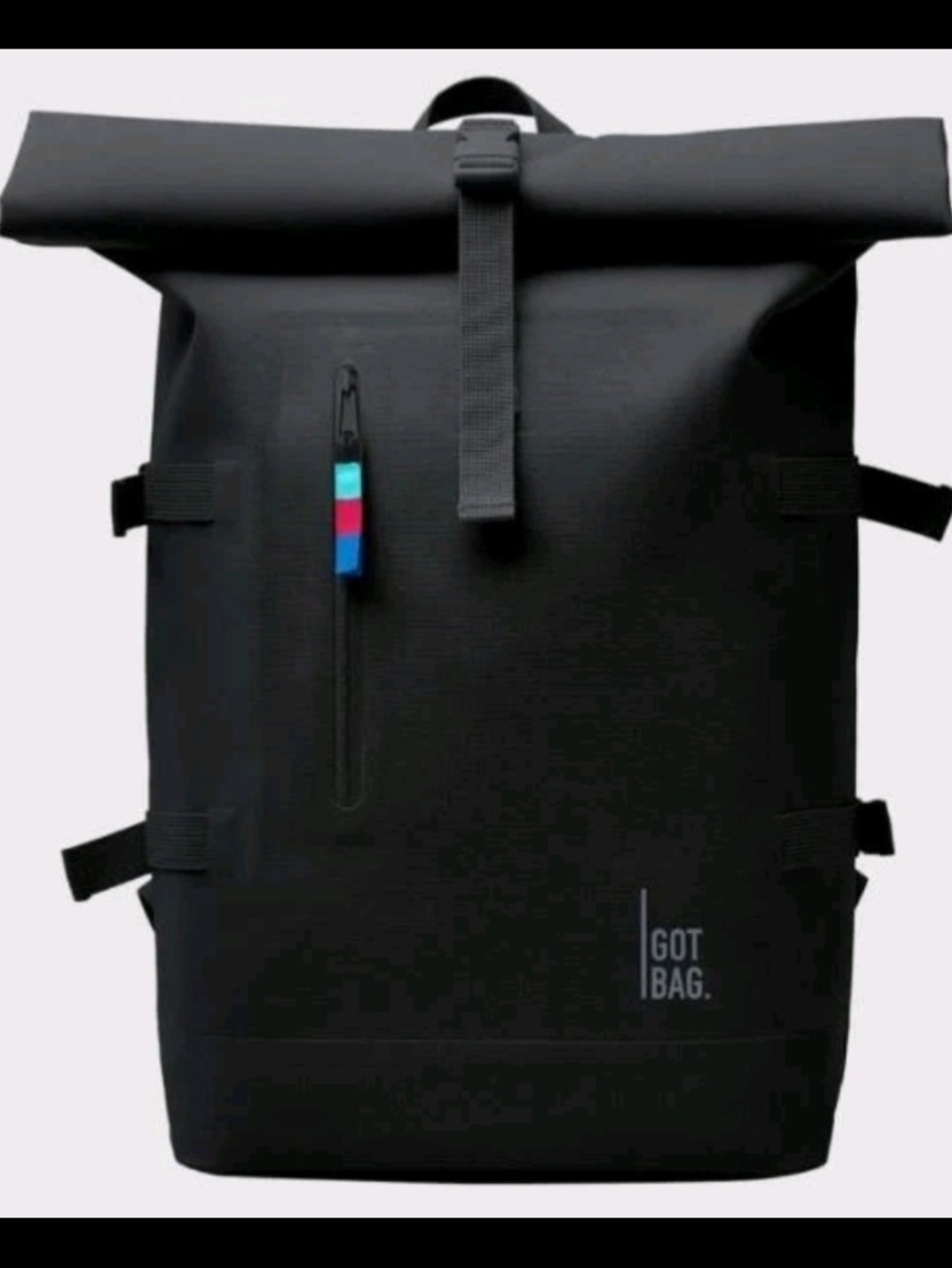 Black Roll-Top Backpack for Men